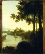 Richard Wilson River Scene with Castle, Sweden oil painting artist